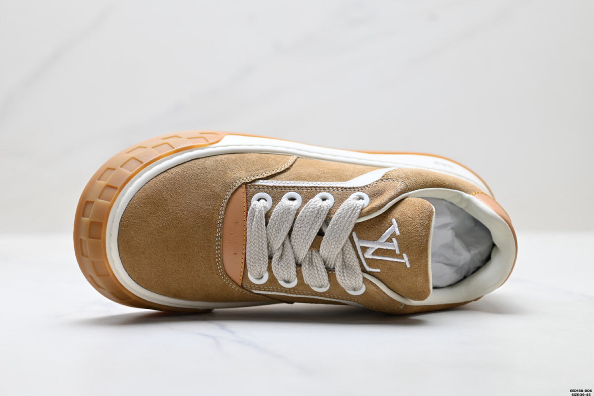 Pure Original✅Louis Vuitton Tilted Suede Calfskin Leisure Sports Culture Versatile Board Sneakers