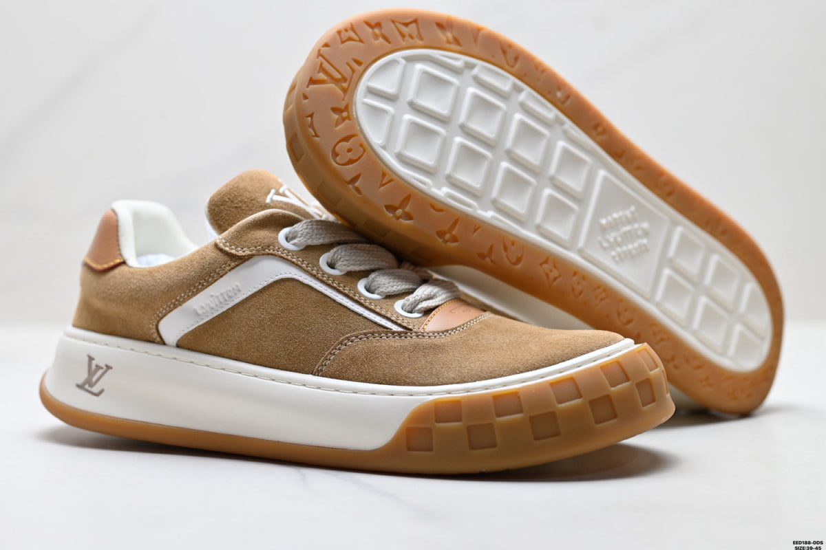 Pure Original✅Louis Vuitton Tilted Suede Calfskin Leisure Sports Culture Versatile Board Sneakers