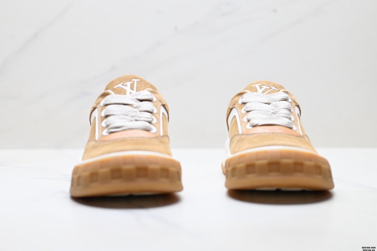 Pure Original✅Louis Vuitton Tilted Suede Calfskin Leisure Sports Culture Versatile Board Sneakers