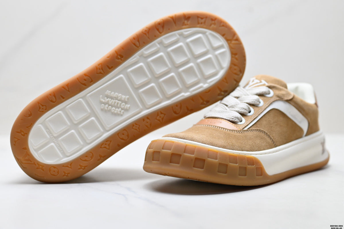 Pure Original✅Louis Vuitton Tilted Suede Calfskin Leisure Sports Culture Versatile Board Sneakers