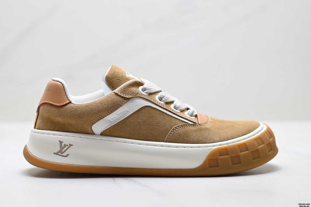 Pure Original✅Louis Vuitton Tilted Suede Calfskin Leisure Sports Culture Versatile Board Sneakers